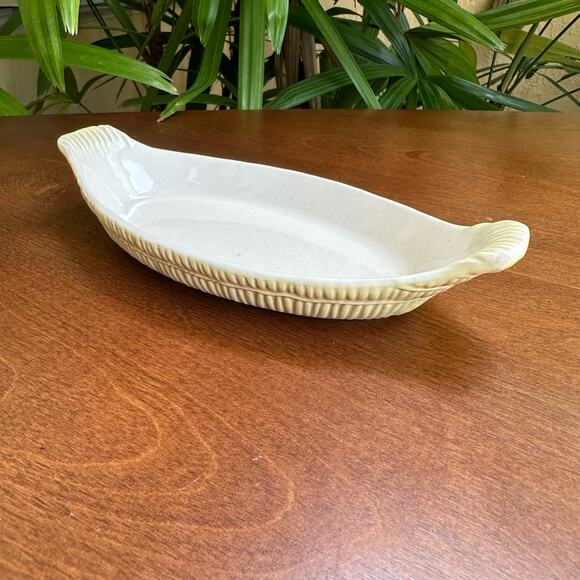 Vintage George Briard Stoneware Au Gratin Dish Wicker pattern For Display Only - Picture 5 of 7